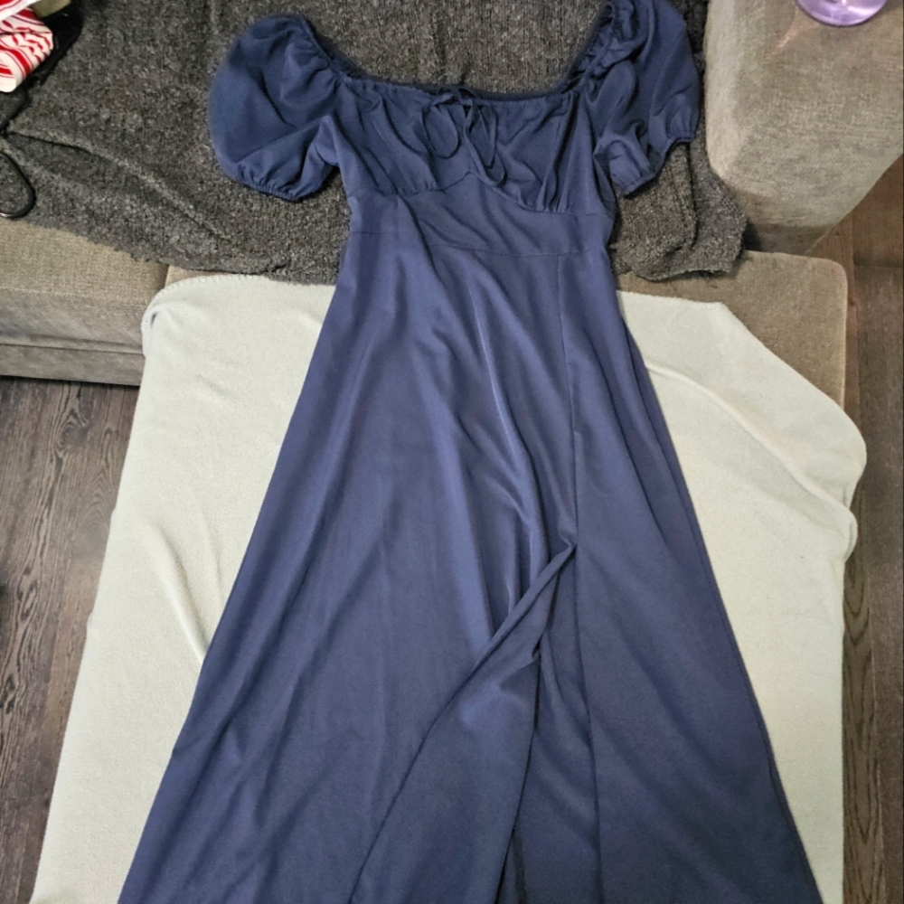 Blue Maxi Dress With Slit